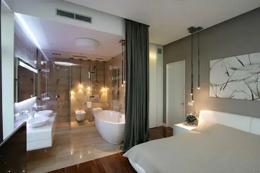 Contemporary Ensuite Upgrades with a spa-like design and freestanding tub by Bathroom Renovation Hamilton.